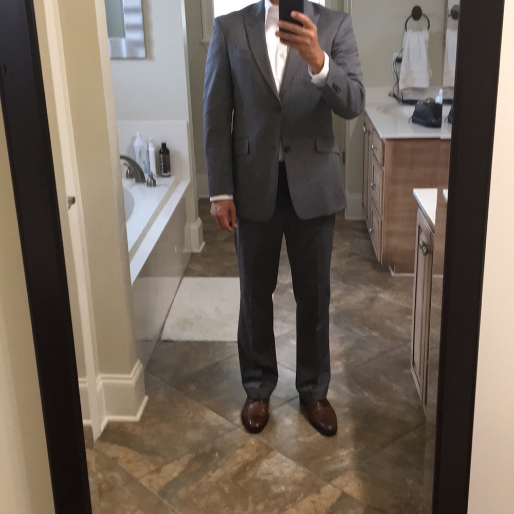 Marc Ecko 2 button Slim Fit Solid Gray Suit.